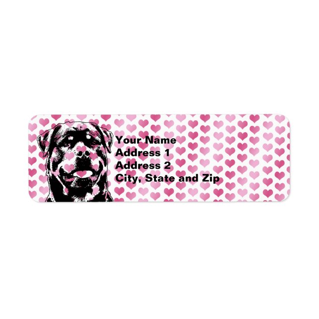 Étiquette Valentines - Rottweiler Silhouette (Devant)