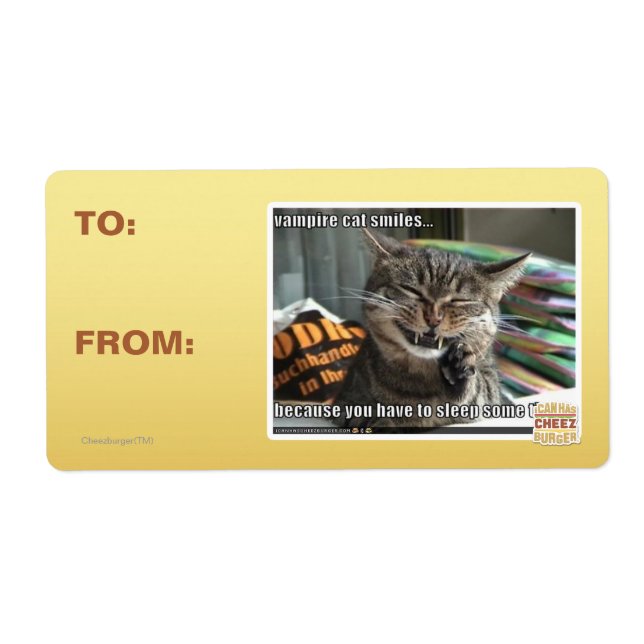 Étiquette vampire chat sourit (Devant)