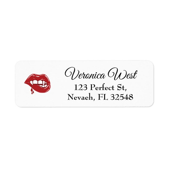 Étiquette Vampire Lèvres rouges gouttant du sang gouttes (Devant)