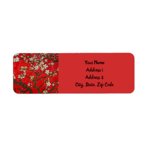 Étiquette Van Gogh Almond Blossoms Rouge
