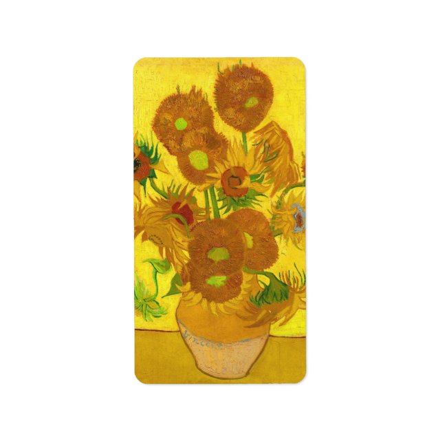 Étiquette Van Gogh Quinze Tournesols Dans Un Vase Art (Devant)