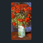 Étiquette Van Gogh : Vase avec des pavots rouges<br><div class="desc">Plus beaux stickers classiques de la vie morte,  peint par le peintre néerlandais Vincent Willem van Gogh. com</div>