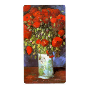 Étiquette Van Gogh : Vase avec des pavots rouges