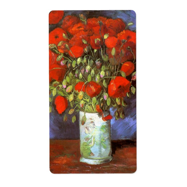 Étiquette Van Gogh : Vase avec des pavots rouges (Devant)