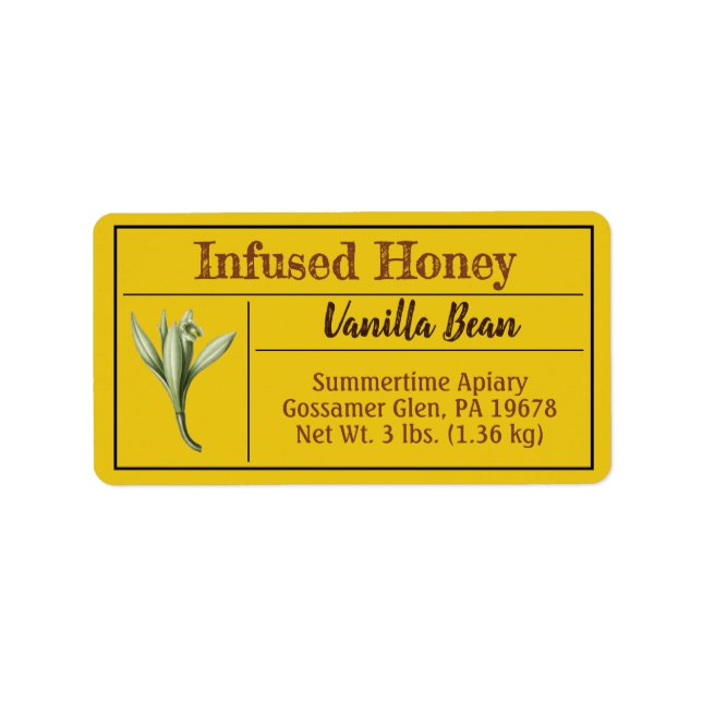 Étiquette Vanilla Bean Infused Dark Honey Produit (Devant)