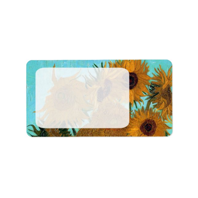 Étiquette Vase avec douze tournesols par Vincent van Gogh (Devant)