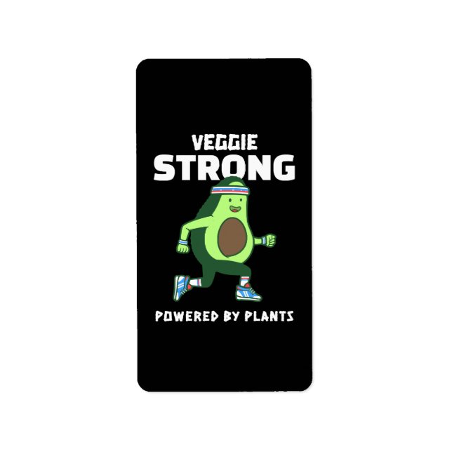 Étiquette Veggie Strong, Alimenté par les plantes (Devant)