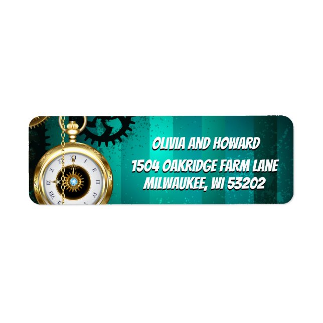 Étiquette Veille bijoux Steampunk sur un Arrière - plan vert (Devant)
