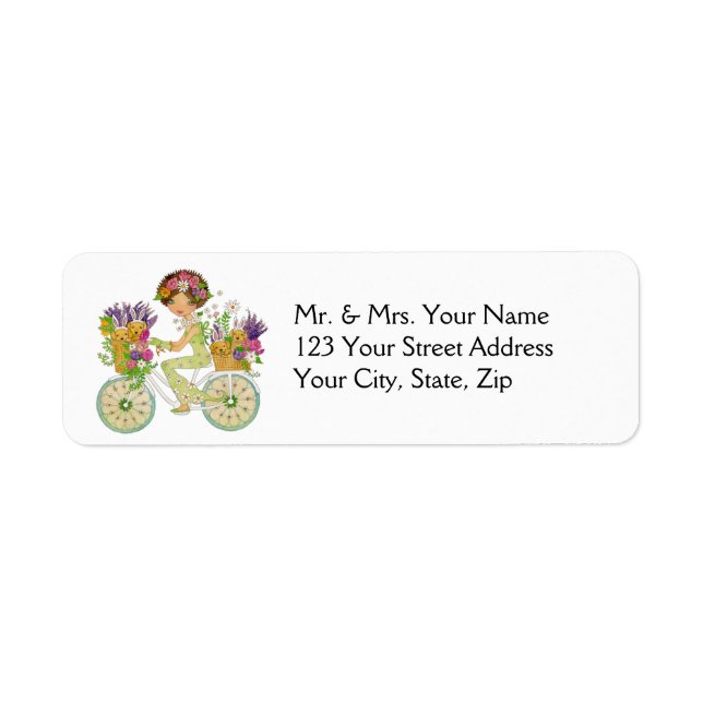 Étiquette Vélo Fleurs de Pâques avec Chiens de laboratoire (Devant)