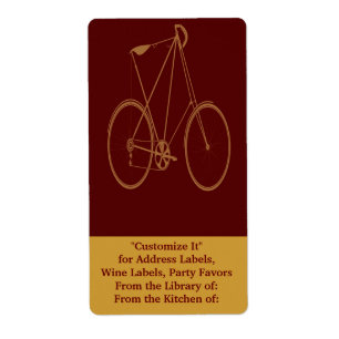 Étiquette Vélo Vintage antique Cycliste Tan Rouge