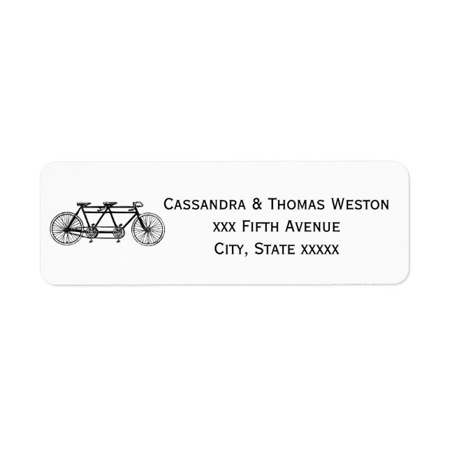 Étiquette Vélo vintage construit pour deux / Vélo tandem (Devant)