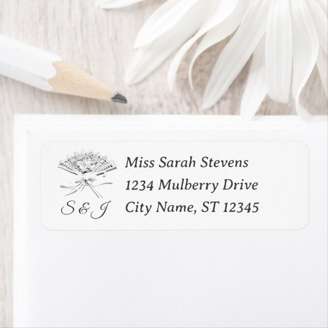 Étiquette Ventilateur victorien monogramme (En situation)