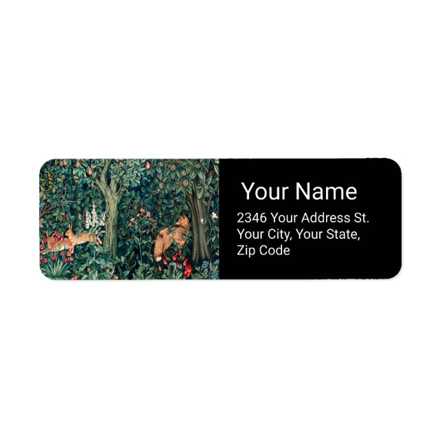 Étiquette VERDURE, Hares d'ANIMAUX FORESTIERS, Renard, Flora (Devant)