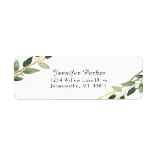 Étiquette Verdure vert et or Géométrique Mariage rustique