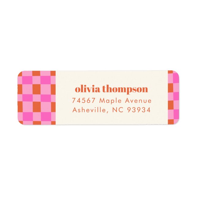 Étiquette Vérificateur Abstrait Rose Orange Adresse de Retou (Devant)