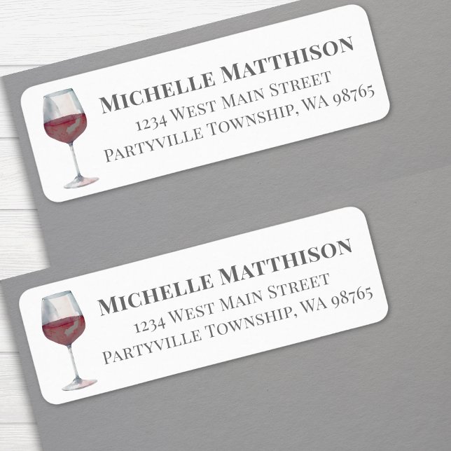 Étiquette Verre à vin Adresse de retour simple (Wine Glass Simple Return Address label)