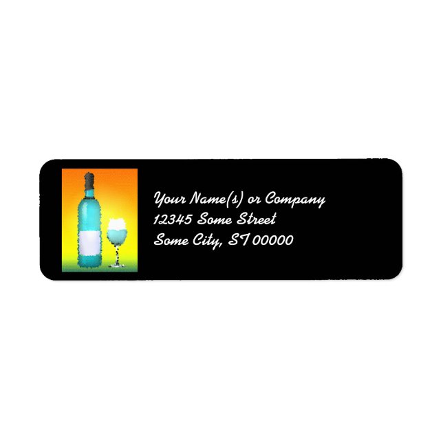 Étiquette verre à vin et bouteille : vitrail (Devant)