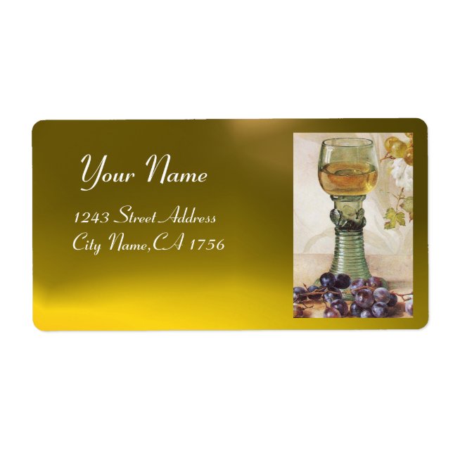 ÉTIQUETTE VERRE DE VIN BLANC, VIGNOBLE VIGNOBLE VIGNOBLE VIG (Devant)