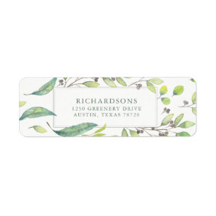 Étiquette Vert feuilles   Aquarelle tendance