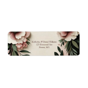 Étiquette Vert foncé luxuriant et rose pâle Mariage floral