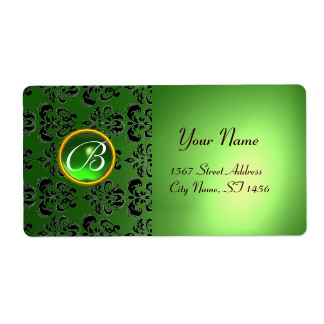 Étiquette VERT NOIR DOMMASK MONOGRAM, émeraude (Devant)