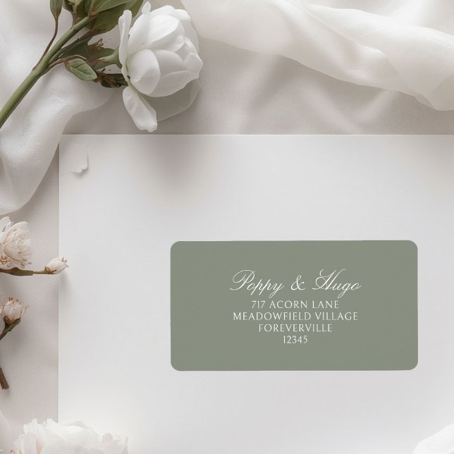 Étiquette Vert sauge | Adresse de retour de mariage simple  (Créateur téléchargé)