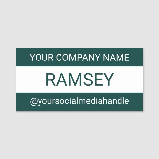 Étiquette verte 3 pouces de nom ou carte magnétiqu (Devant)