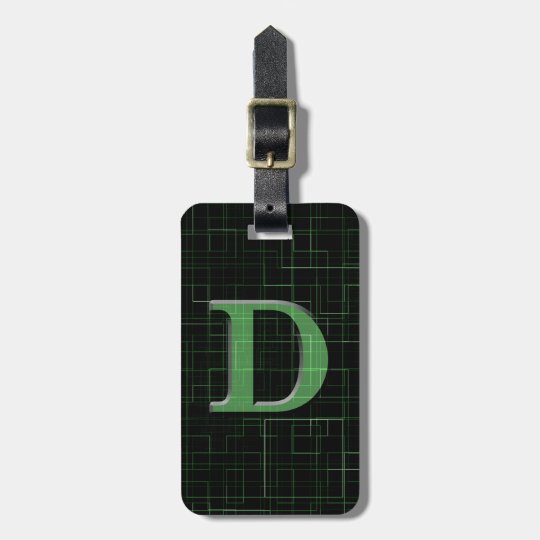 Étiquette verte de bagage de motif de l'abrégé sur étiquette à bagage