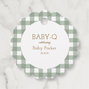 Étiquette verte En vichy Baby shower Favoriser