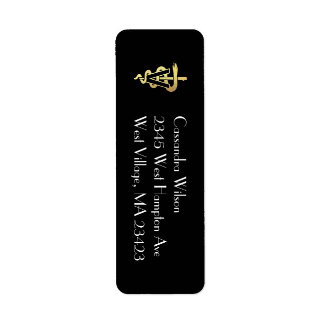 Étiquette Veterinarian Gold Graduation Return Address (Devant)
