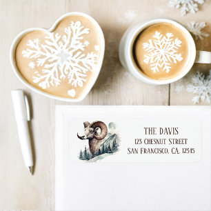 Étiquette Vibes d'hiver Rocky Mountain Bighorn Sheep - Retou