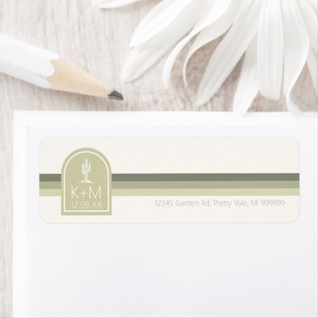 Étiquette Vibes du désert Mariage Sage ivoire ID1019 (En situation)