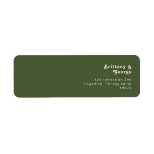 Étiquette Vibes rétro simples Olive Green Adresse de reto