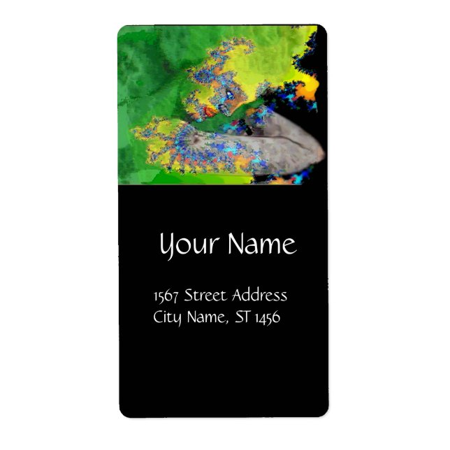 Étiquette VIBRATIONS DE MATIÈRE GREEN EMERALD jaune noir (Devant)