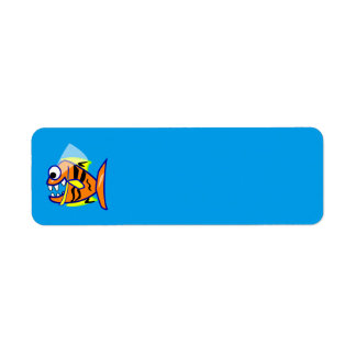 ÉTIQUETTE VICIOUS CARTOON FUNNY PIRANHA FISH SEA LOGO GRAPHI