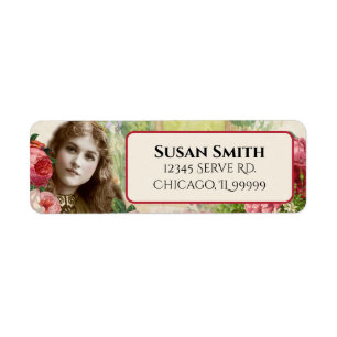 Étiquette Victorian Cabbage Rose Femme Adresse de