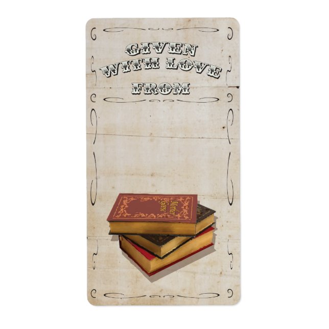 Étiquette Victorian Donné avec Love Bookplate (Devant)