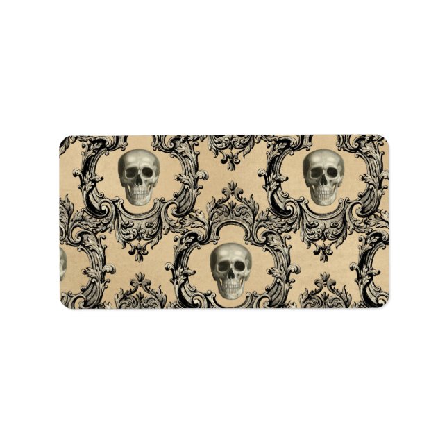 Étiquette Victorian Framework Skulls Goth Skeleton Gothic (Devant)