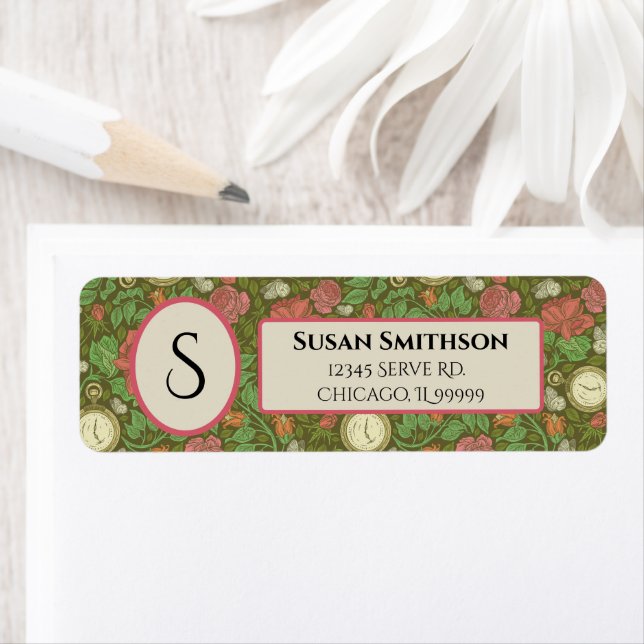 Étiquette Victorian Steampunk Pocket Watch Adresse de retour (En situation)