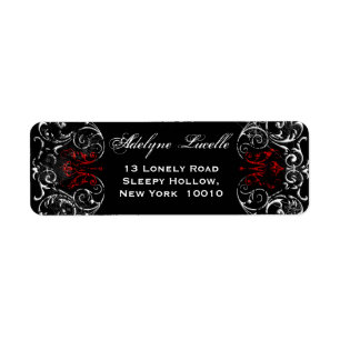 Étiquette Victorien gothique Éffrayant rouge et noir Étiquet