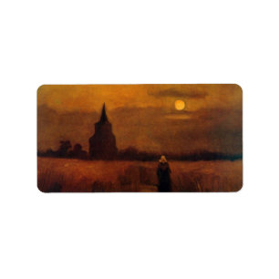 Étiquette Vieille tour dans les champs par Vincent van Gogh