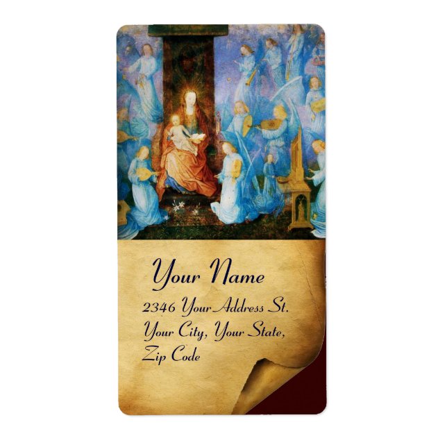 Étiquette VIERGE AVEC ENFANT -CONCERT D'ANGES, Parchemin (Devant)