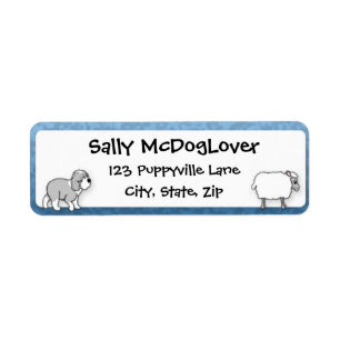 Étiquette Vieux anglais Sheepdog Herding Sheep