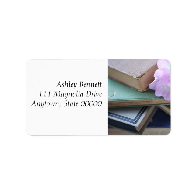 Étiquette Vieux livres avec fleurs roses (Devant)