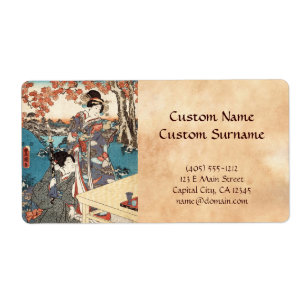 Étiquette Vieux rouleau de geisha vintage japonais frais