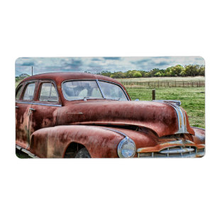 Étiquette Vieux véhicule classique rouillé Automobile Vintag