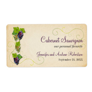 Étiquette Vigne de raisin bouteille horizontale
