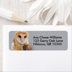 Étiquette Vignetetted Serene Barn Owl