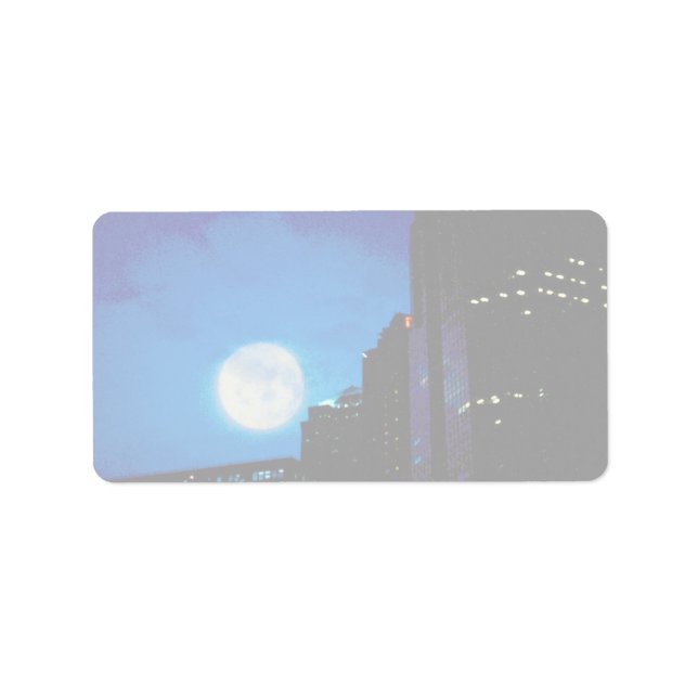 Étiquette Ville la nuit avec la lune (Devant)