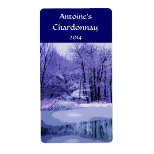Étiquette Vin Blue Winter Woods